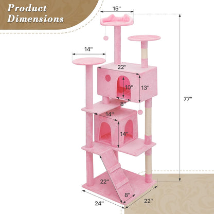 77-Inch Multi-Level Cat Tree Tower with Condos