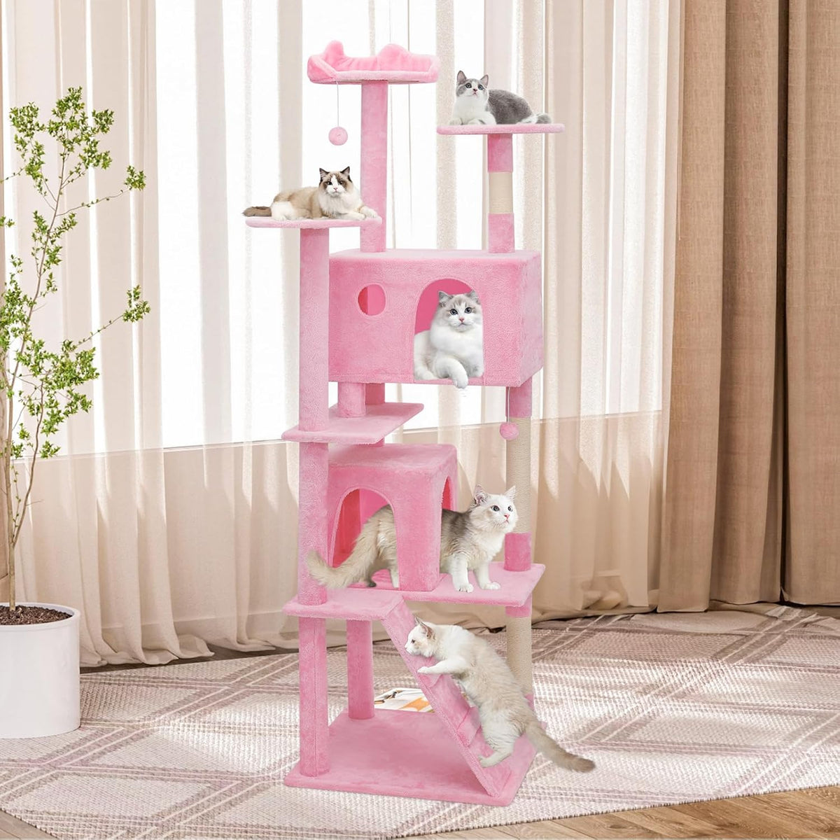 77-Inch Multi-Level Cat Tree Tower with Condos